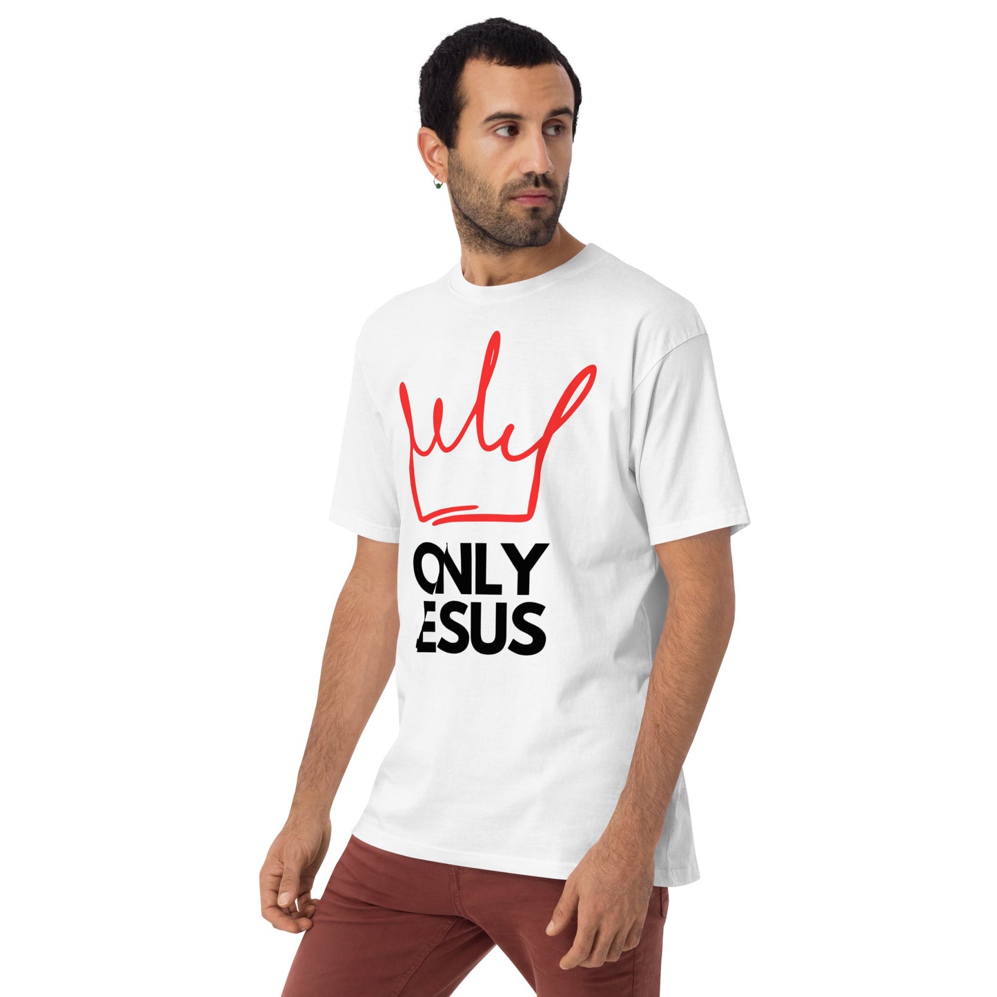 Men’s premium heavyweight tee | ONLY JESUS | HAPPYPEOPLE BRANDMISSION