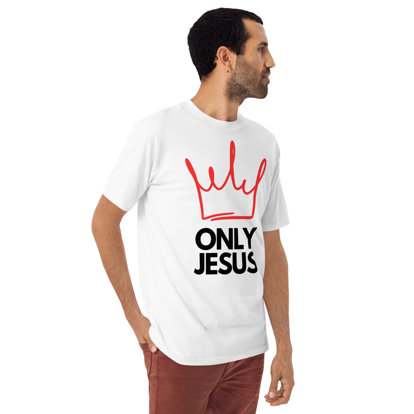 Men’s premium heavyweight tee | ONLY JESUS | HAPPYPEOPLE BRANDMISSION