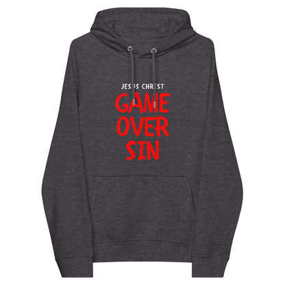 Unisex eco raglan hoodie | GAME OVER SIN | HAPPYPEOPLE BRANDMISSION