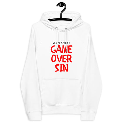 Unisex eco raglan hoodie | GAME OVER SIN | HAPPYPEOPLE BRANDMISSION